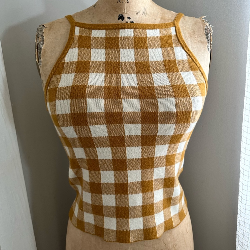 Madwell Brand Strappy Checkered Tank